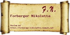 Forberger Nikoletta névjegykártya